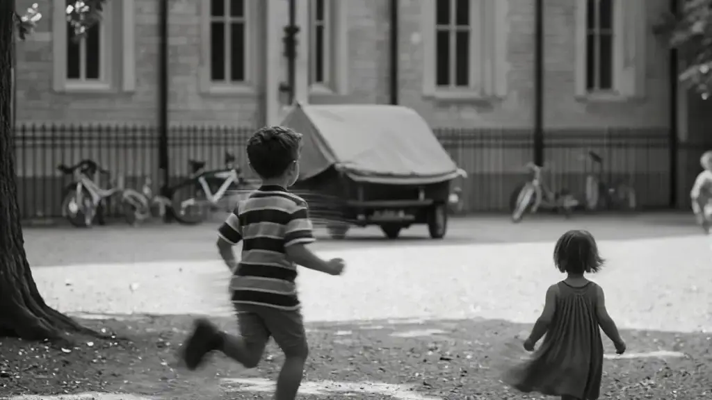 Niños jugando en un patio como símbolo de la inquietud natural frente al sobrediagnóstico del TDAH.
